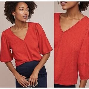 Anthropologie Current Air Women's Red Delilah Structured Long Sleeves Top XS